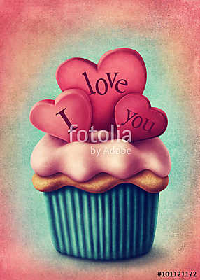 I love you cupcake (keretezett kép) - vászonkép, falikép otthonra és irodába