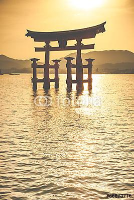 Miyajima, Híres nagy Shinto torii Japánban. (bögre) - vászonkép, falikép otthonra és irodába