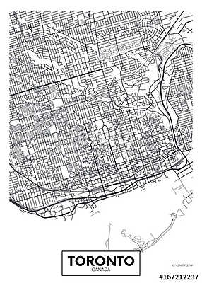 Részletes vektor poszter várostérkép Toronto (többrészes kép) - vászonkép, falikép otthonra és irodába