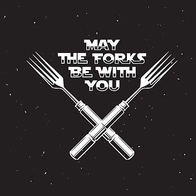 May the forks be with you kitchen and cooking related poster. Ve (keretezett kép) - vászonkép, falikép otthonra és irodába