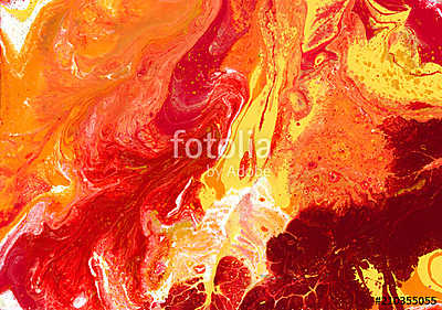 Fire | Red, Orange, Yellow, Gold, and White Fluid Acrylic Abstract Painting (keretezett kép) - vászonkép, falikép otthonra és irodába