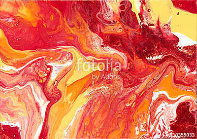 Fire | Red, Orange, Yellow, Gold, and White Fluid Acrylic Abstract Painting (többrészes kép) - vászonkép, falikép otthonra és irodába