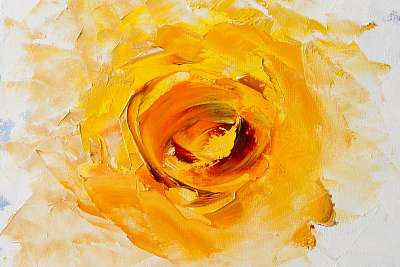 Sárga absztrakt virág (olajfestmény reprodukció) (fotótapéta) - vászonkép, falikép otthonra és irodába