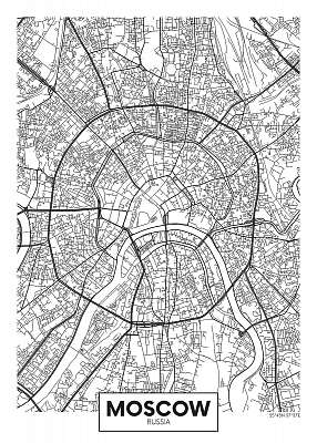 Vektor poszter térkép város Moszkva (fotótapéta) - vászonkép, falikép otthonra és irodába