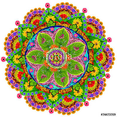 Isolated floral mandala (többrészes kép) - vászonkép, falikép otthonra és irodába