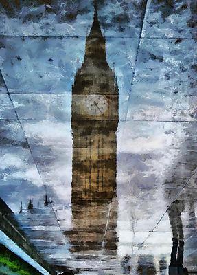 Londoni tükröződés - átdolgozás (keretezett kép) - vászonkép, falikép otthonra és irodába