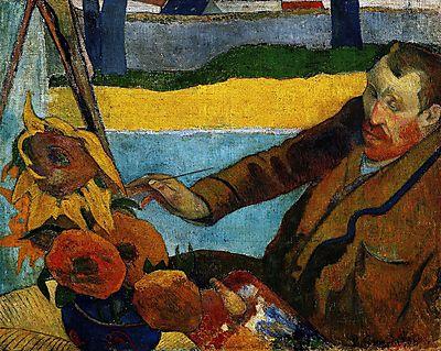 Van Gogh napraforgókat fest - színverzió 1. (vászonkép óra) - vászonkép, falikép otthonra és irodába