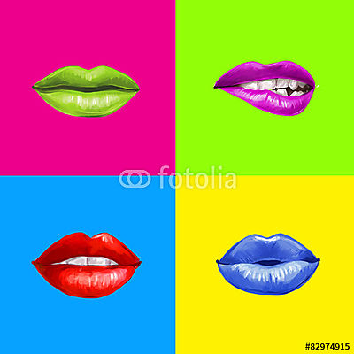 Pop art ajkak.Lips háttér. (bögre) - vászonkép, falikép otthonra és irodába