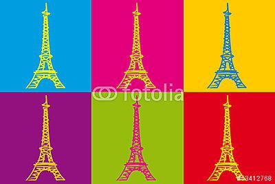 Eiffel Tower_Colors (többrészes kép) - vászonkép, falikép otthonra és irodába