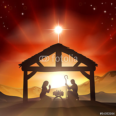Nativity keresztény karácsonyi jelenet (poszter) - vászonkép, falikép otthonra és irodába