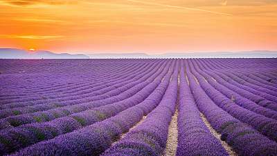 Valensole, Provence, Franciaország. Lavender mező tele lila flow (keretezett kép) - vászonkép, falikép otthonra és irodába