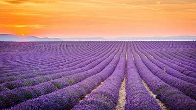 Valensole, Provence, Franciaország. Lavender mező tele lila flow (többrészes kép) - vászonkép, falikép otthonra és irodába