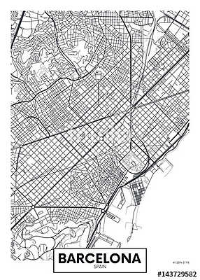 Vector poszter térkép város Barcelona (poszter) - vászonkép, falikép otthonra és irodába