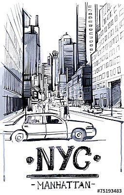 New York Manhattan (keretezett kép) - vászonkép, falikép otthonra és irodába