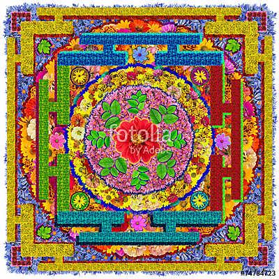 Isolated floral Buddha's square mandala (poszter) - vászonkép, falikép otthonra és irodába