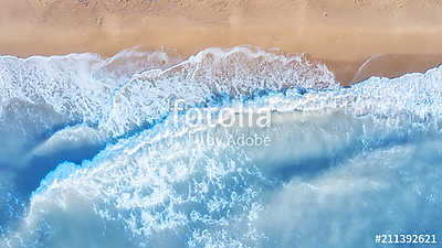 Aerial view on the waves. Beautiful natural seascape from air (vászonkép óra) - vászonkép, falikép otthonra és irodába