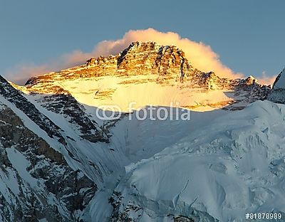 Estélyi kilátás a Lhotse-hegyről a Pumo Ri alap táborról (bögre) - vászonkép, falikép otthonra és irodába