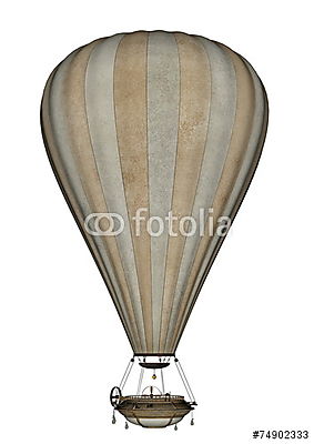 Retro hőlégballon rajz (többrészes kép) - vászonkép, falikép otthonra és irodába