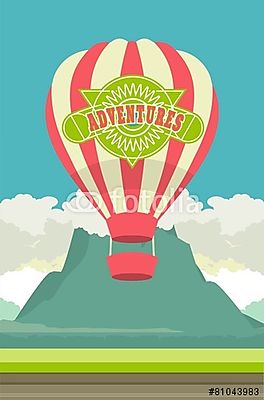 Léggömb repülés vintage reklám (poszter) - vászonkép, falikép otthonra és irodába