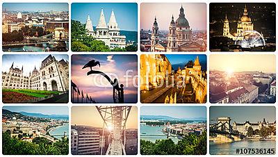 gyönyörű épületek és látnivalók Budapesten (bögre) - vászonkép, falikép otthonra és irodába