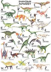 Dinoszaurusz ABC (keretezett kép) - vászonkép, falikép otthonra és irodába