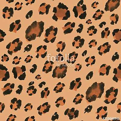 Leopard spots. Watercolor seamless pattern 10. Animal fur (vászonkép óra) - vászonkép, falikép otthonra és irodába