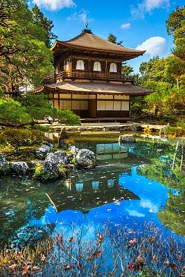 Ginkakuji (ezüst pavilon), Kyoto, Japán. (vászonkép óra) - vászonkép, falikép otthonra és irodába