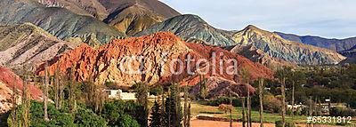 Színes hegy Purmamarca, Jujuy Argentina (többrészes kép) - vászonkép, falikép otthonra és irodába