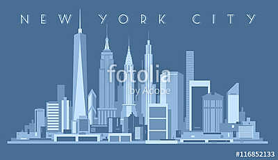 New York City Skyline, (poszter) - vászonkép, falikép otthonra és irodába
