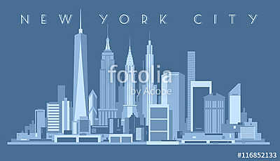 New York City Skyline, (vászonkép óra) - vászonkép, falikép otthonra és irodába