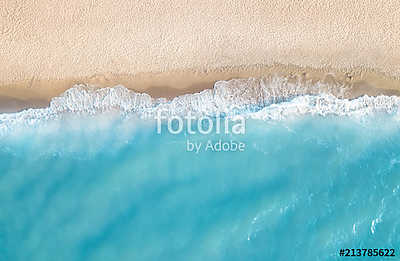 Aerial view at the beach. Beautiful natural seascape at the summer time (bögre) - vászonkép, falikép otthonra és irodába