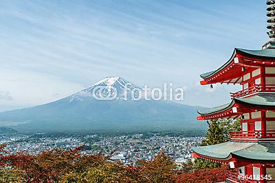 Mt. Fuji a bukás színeivel Japánban. (többrészes kép) - vászonkép, falikép otthonra és irodába