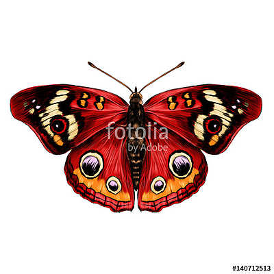 butterfly with open wings top view of symmetry, sketch the graph (poszter) - vászonkép, falikép otthonra és irodába