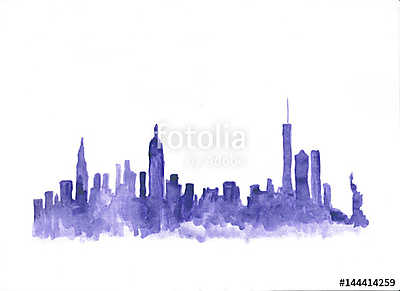 Watercolor skyline of new york city in USA (vászonkép óra) - vászonkép, falikép otthonra és irodába