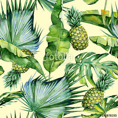 Trópusi pálmák és a ananászok (fotótapéta) - vászonkép, falikép otthonra és irodába
