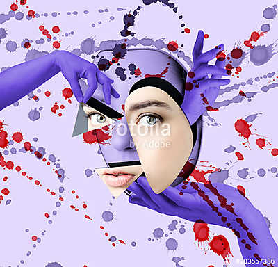 Conceptual modern poster: plastic surgery of the face. . (poszter) - vászonkép, falikép otthonra és irodába