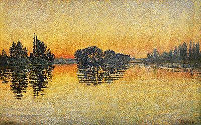 Sunset, Herblay, Opus 206 (1889) (Vibrant színverzió) (vászonkép óra) - vászonkép, falikép otthonra és irodába