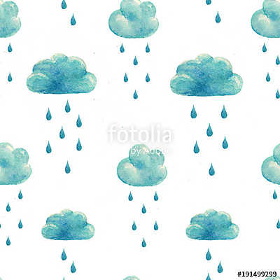 Watercolor rain clouds pattern (keretezett kép) - vászonkép, falikép otthonra és irodába