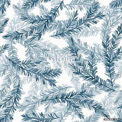 Watercolor seamless pattern with fir tree branches 2 (többrészes kép) - vászonkép, falikép otthonra és irodába