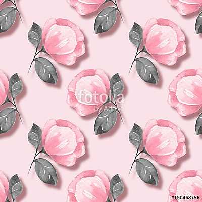 Floral seamless pattern. Watercolor background with pink flowers (vászonkép óra) - vászonkép, falikép otthonra és irodába