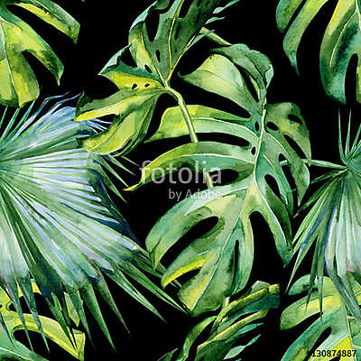 Trópusi zöld levelek (keretezett kép) - vászonkép, falikép otthonra és irodába