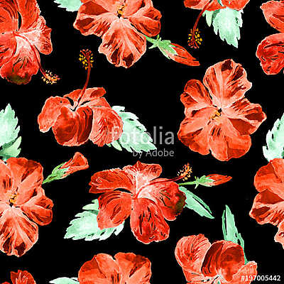 Watercolor Seamless Pattern. Hand Painted Illustration of Tropic (fotótapéta) - vászonkép, falikép otthonra és irodába