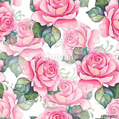 Hand drawn watercolor floral seamless pattern. Vintage flowers 1 (többrészes kép) - vászonkép, falikép otthonra és irodába