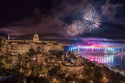 Tüzijáték Budapesten - a Budai-várral (7) (bögre) - vászonkép, falikép otthonra és irodába