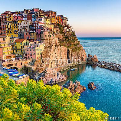 Naplemente Manarolában, Cinque Terre, Olaszország (poszter) - vászonkép, falikép otthonra és irodába