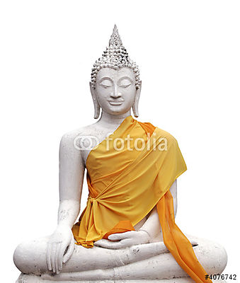 Buddha szobor fehér alapon (bögre) - vászonkép, falikép otthonra és irodába