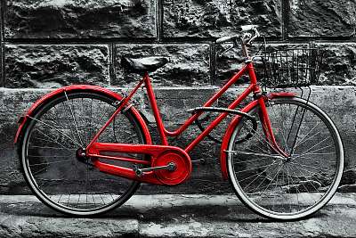 Retro  piros kerékpár (fotótapéta) - vászonkép, falikép otthonra és irodába