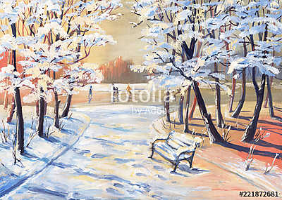 Téli táj havas fák (bögre) - vászonkép, falikép otthonra és irodába
