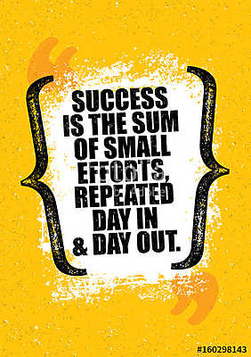 Success Is The Sum Of Small Efforts, Repeated Day In And Day Out. Inspiring Creative Motivation Quote Poster Template. (keretezett kép) - vászonkép, falikép otthonra és irodába