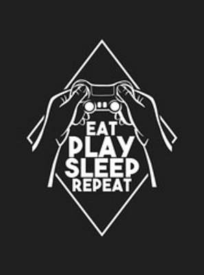 Eat, Play, Sleep, Repeat (fekete, rombusz) (poszter) - vászonkép, falikép otthonra és irodába